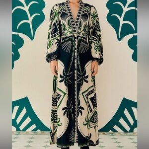 Farm Rio mystic scarf maxi dress green XS